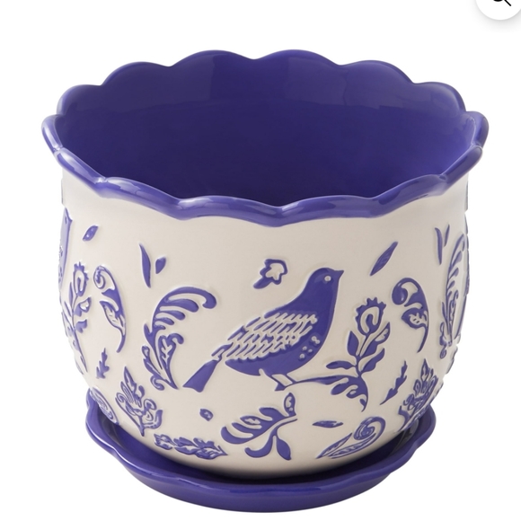 ❤️ New Mazie Bird 8" Cobalt Ceramic Planter from Pioneer Woman - Picture 1 of 8